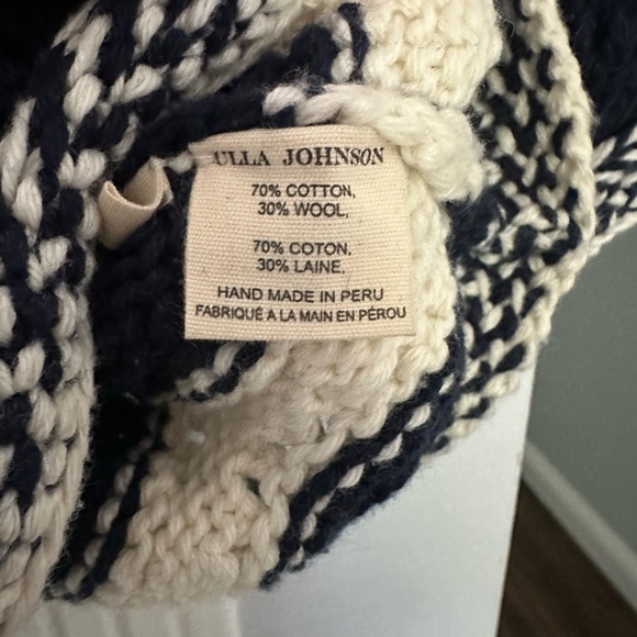 EUC Ulla Johnson Luciana Navy Cream Wave Crocheted Sweater Size Small - Picture 8 of 8